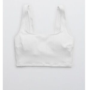 Aerie crinkle longline scoop bikini top. White XXL
